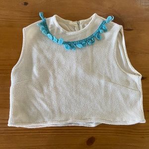 Vintage Cropped Wool Vest, Knit, Scalloped Collar